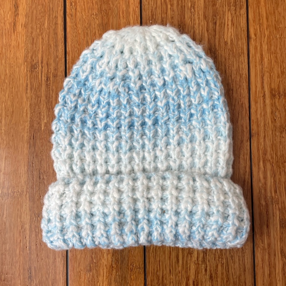 Blue and White Universal Thread Knit Winter Beanie